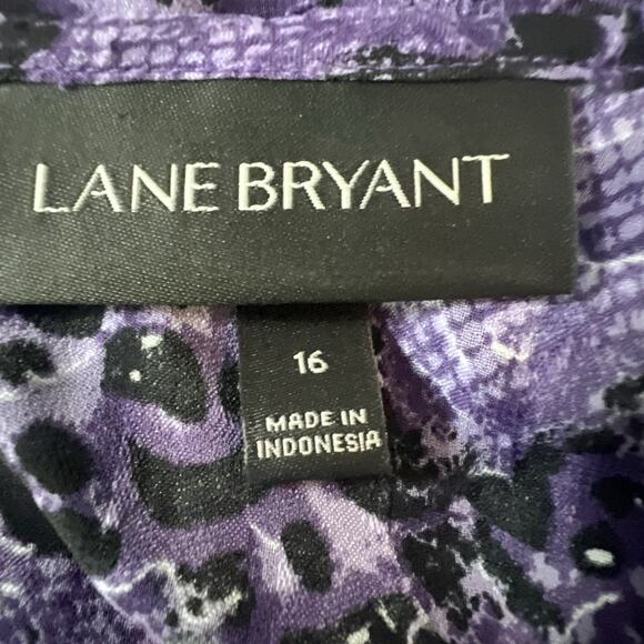 Lane Bryant Purple Burnout Snakeskin Print Size 16 Keyhole Neckline Long Sleeve - Picture 6 of 11